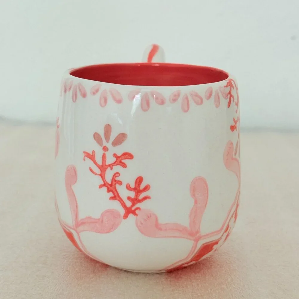 🪸Anthropologie🪸Vintage Agata Mug Handpainted Glazed Coffee Mug/Tea Cup 12 oz